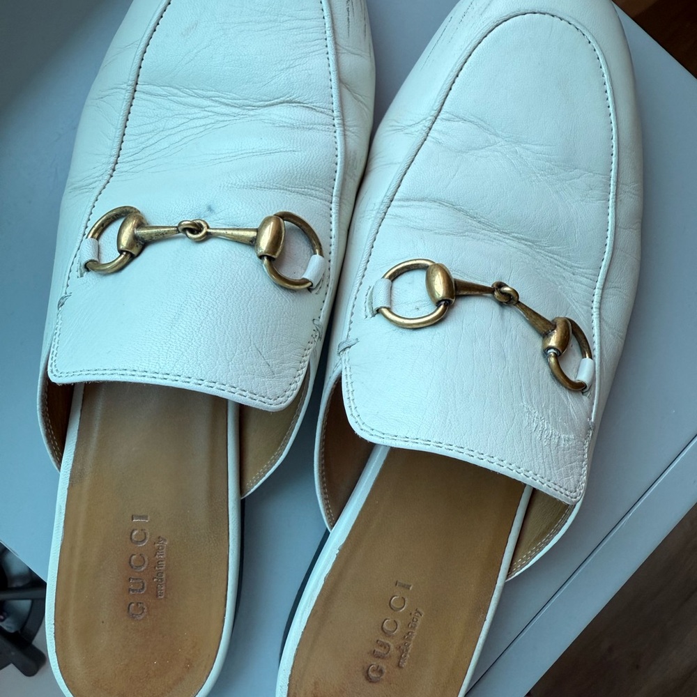 Gucci Princetown Women's White Leather Loafers